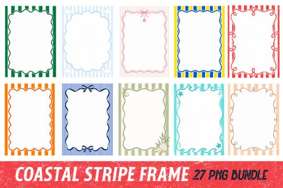 Download Coastal Stripe Frame PNG Bundle - Frame png Collection