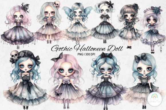 Download Gothic Halloween Doll Sublimation - Halloween doll Collection