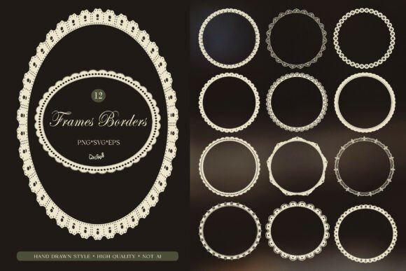 Download Vintage Lace Circle Frame PNG SVG Bundle - Premium Bundle