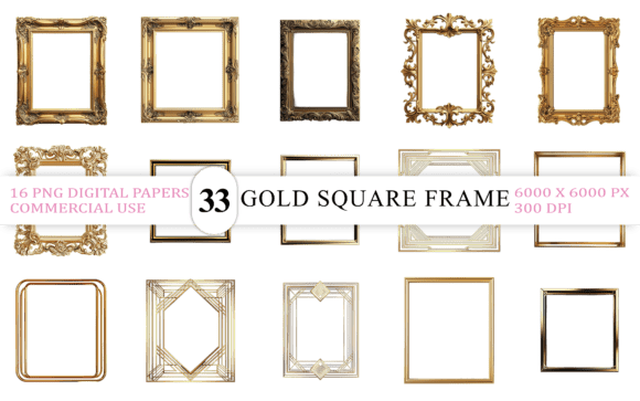 Download Gold Square Frame PNG Bundle - Frame png Collection